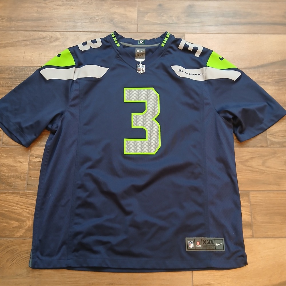 Seattle Seahawks Jersey Mens XXL Blue Russell Wilson Nike NFL On Field